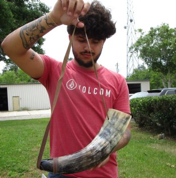 17 inches Large Viking War Horn, Buffalo Blowing Horn with Leather Strap - Buy this one for $32.99