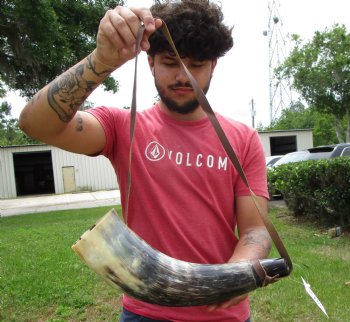17 inches Large Viking War Horn, Buffalo Blowing Horn with Leather Strap - Buy this one for $32.99
