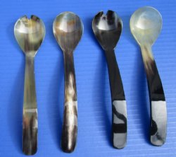 Horn Spoon and Spork Set 7-1/2 inches long - $11.99 a set;   <FONT COLOR=RED> SALE 2 @ $9.60 EACH; 6 @ $8.65 EACH </FONT>