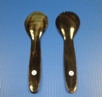 9-1/2 inches  Authentic Buffalo Horn Spoon and Spork Salad Serving Sets - $22.99 each;   <FONT COLOR=RED> SALE 2 @ $9.60 EACH; 6 @ $8.65 EACH </FONT>