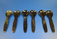 9-1/2 inches  Authentic Buffalo Horn Spoon and Spork Salad Serving Sets - $22.99 each;   <FONT COLOR=RED> SALE 2 @ $9.60 EACH; 6 @ $8.65 EACH </FONT>