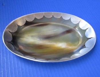7 by 4-1/2 inches Oval Buffalo Horn Tray with Scalloped Edge - $21.99 each; <font color=red> CLOSEOUT SALE </FONT> $14.40 each; 6 @ $12.80 each