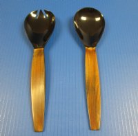 11 inches Horn Spoon and Spork Salad Serving Sets - $27.99 each; <font color=red> CLOSEOUT SALE </font> $14.40 a set; 4 sets @ $12.80 a set