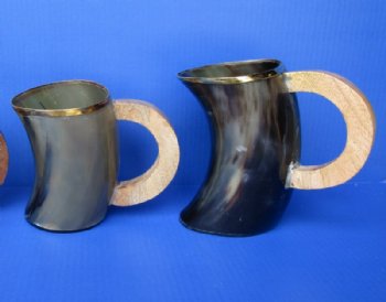 6 inches Polished Horn Mugs with Brass Trim  <font color=red> Wholesale</font> - 6 @ $23.00 each <font color=red> (CLOSEOUT 9 @ $11.00 each) </font>