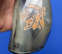 6 inches Horn Mugs with an Engraved Chief's Profile <font color=red> Wholesale</font> - 8 @ $24.00 each <font color=red> (CLOSEOUT 8 @ $12.00 each) </font>