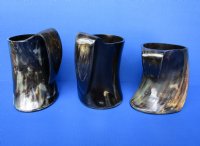 6 inches Engraved Horn Mugs, Tankards with Red Petals <font color=red> Wholesale</font> -  8 @ $24.00 each <font color=red> (CLOSEOUT 8 @ $12.00 each) </font>