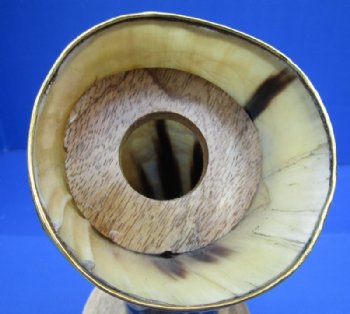 19 to 32 inches Large Cow Horn Centerpiece with Engraved Rope and Emblem, Carved Horn Sculpture <font color=red> Wholesale</font> -  $55 each <Font color=red> CLOSEOUT 5 @ $19.00 EACH</FONT>