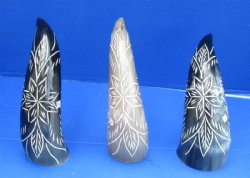 12 inche Decorative Engraved, Carved Large Flower Design Horn for Sale - $20.99  <font color=red> (CLOSEOUT $12.80 EACH)</FONT>