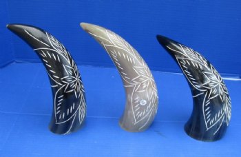 12 inche Decorative Engraved, Carved Large Flower Design Horn for Sale - $20.99  <font color=red> (CLOSEOUT $12.80 EACH)</FONT>