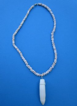 1-3/8 inches Real Alligator Tooth Pendant on an 18 inches Tiger Puka Shell Necklace for Sale - Buy this one for $19.99