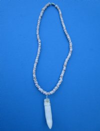 1-3/8 inches Real Alligator Tooth Pendant on an 18 inches Tiger Puka Shell Necklace for Sale - Buy this one for $19.99