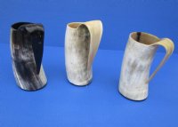 6-1/2 to 7-1/2 inches tall Carved Knight Buffalo Horn Mug for Sale <font color=red>Wholesale</font> -  7 @ $23.00 each <font color=red> SALE $14 EACH</FONT>