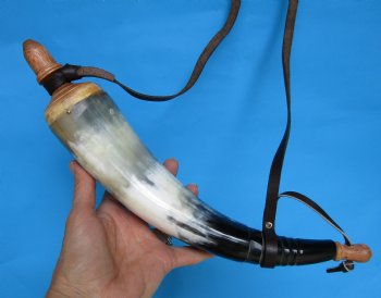 Powder Horn with Leather Strap 14 to 18 inches - $17.99 <font color=red> (CLOSEOUT $9.60 EACH)</FONT>