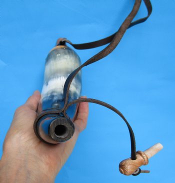 Powder Horn with Leather Strap 14 to 18 inches - $17.99 <font color=red> (CLOSEOUT $9.60 EACH)</FONT>