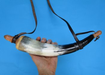 Powder Horn with Leather Strap 14 to 18 inches - $17.99 <font color=red> (CLOSEOUT $9.60 EACH)</FONT>