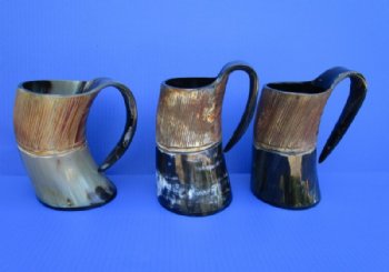 16 ounce Carved, Polished Viking Horn Beer Mug, 6 inches tall - $32.99 each <FONT COLOR=RED> SALE $27.99 EACH</FONT>