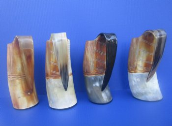 32 ounces Half Carved, Half Polished Horn Mugs <font color=red> Wholesale</font>, 9-1/2 inches - 6 @ $27 each <FONT COLOR=RED> SALE $21.60 EACH</FONT>