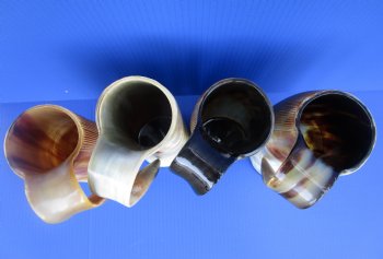 32 ounces Half Carved, Half Polished Horn Mugs <font color=red> Wholesale</font>, 9-1/2 inches - 6 @ $27 each <FONT COLOR=RED> SALE $21.60 EACH</FONT>