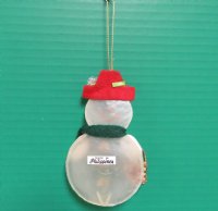 4 inches  Capiz Shell Snowman Ornaments with basket of flowers - 10 @ $2.56 each; 