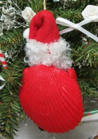 4 inches Red Scallop Shell Santa Ornaments <font color=red>Wholesale</font>  - Case of 40 @ $2.45 each