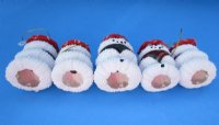 White Sea Urchin Snowman Ornament with a Red Hat and Scarf - 5 @ $3.65 each