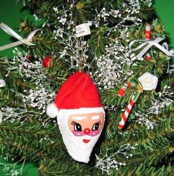 2 -1/4 inches Seashell Santa with Red Cap Beach Christmas Ornaments - 10 @ $3.95 each
