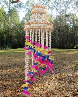 19 inches long Small Colorful Spiral Seashell Wind Chimes - Case: 12 @ $7.50 each; <font color=red> Wholesale 2 Cases</font> @ $6.25 each