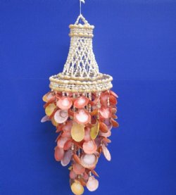 24 inches Naturally Colorful Pecten Nobilis Shell Chandelier, Wind Chime for Sale<font color=red> Wholesale</font> - Case of 6 @ $18.00 each