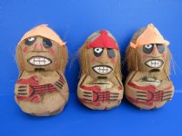 Carved Coconut Pirate with Guitar - 15 @ $5.25 each; <font color=red> Wholesale</font> 30 @ $3.50 each