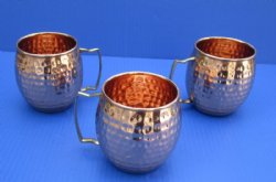Moscow Mule Hammered Barrel Shape Copper Mugs 4 by 3-1/2 inches - 2 @ $15.20 each  <font color=red> (CLOSEOUT 2 @  $11.20 EACH)</FONT>