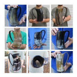 20 ounces Ox Horn Beer Mugs<font color=red> Wholesale</font> 7 inches - 12 @ $21.60 each