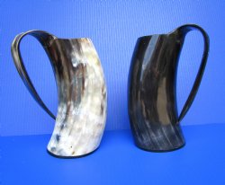24 ounces Polished Horn Beer Mugs, Tankards <font color=red> Wholesale</font> 8 inches - 8 @ $25.20 each