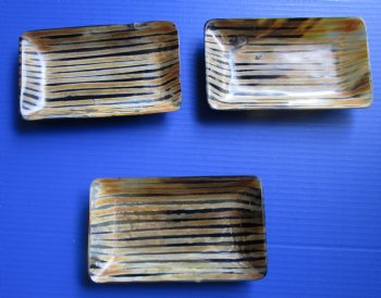 Rectangle Black Striped Buffalo Horn Trays <font color=red> Wholesale </font> 7 by 4 by 1 inch  - 12 @ $7.65 each