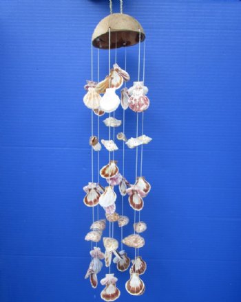 21 inches Coconut Top with Assorted Seashells Wind Chimes - 6 @ $4.35 each