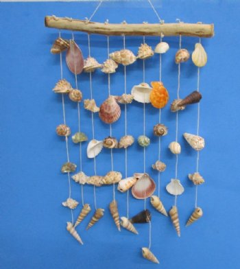 15 inches Hanging Driftwood with Seashells Wall Decor, Shell Windchime <font color=red>Wholesale</font> - 24 @ $4.00 each