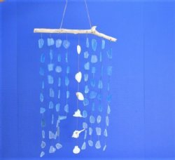 19 inches Hanging Driftwood with Seashells and Sea Glass Wind Chimes, Wall Decor <font color=red>Wholesale</font>- 24 @ $4.00 each