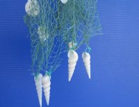 17 inches Coconut with Blue Fish Net and Assorted Shells Wind Chimes - 6@ $5.20 each