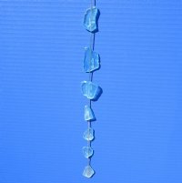 35 inches Blue Sea Glass Hanging Wall Decor on Small Wood Post <font color=red> Wholesale</font> - 55 @ $1.70 each
