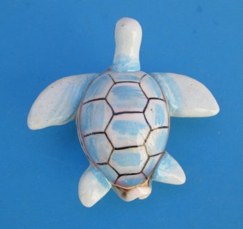 Painted Blue and White Tiger Cowrie Turtle Magnets <font color=red> Wholesale</font> 40 @ $2.35 each