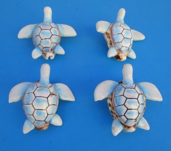 Painted Blue and White Tiger Cowrie Turtle Magnets <font color=red> Wholesale</font> 40 @ $2.35 each