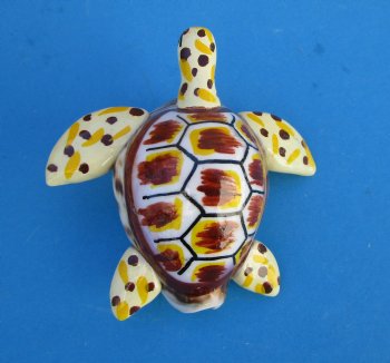 Painted Yellow Tiger Cowry Turtle Magnets <font color=red> Wholesale</font> - 40 @ $2.35 each