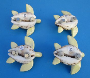 Painted Yellow Tiger Cowry Turtle Magnets <font color=red> Wholesale</font> - 40 @ $2.35 each
