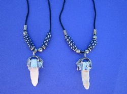 Alligator Tooth Necklaces, Navy Blue, White Stars Beads, 20 inches - 3 @ $7.50 each