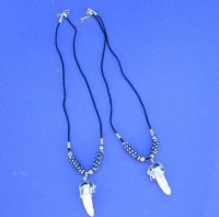 Alligator Tooth Necklaces, Navy Blue, White Stars Beads, 20 inches - 3 @ $7.50 each