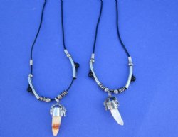 Real Alligator Tooth Necklace with Silver and Black Beads, 20 inches -3 @ $7.50 each