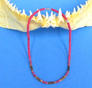 18 inches Bright Pink and Brown Coconut Beads Necklaces for Sale - Pack of 12 @ $1.10 each