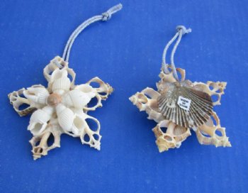 3 inches Seashell Flower Christmas Tree Ornaments made out of Cut Shells <font color=red> Wholesale </font>- 108 @ .90 each