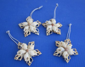 3 inches Seashell Flower Christmas Tree Ornaments made out of Cut Shells <font color=red> Wholesale </font>- 108 @ .90 each