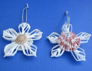3-1/2 inches Center Cut White Canarium Conch Shell Flower Ornaments - 10 @ $2.15 each 