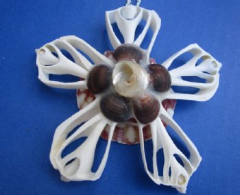 White Seashell Flower Christmas Ornaments, 3-1/2 inches - 10 @ $2.15 each